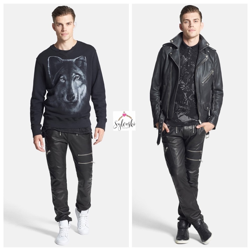 🔥DIESEL P-ZIPPS Black Leather Rocker Biker Pants - Picture 2 of 5